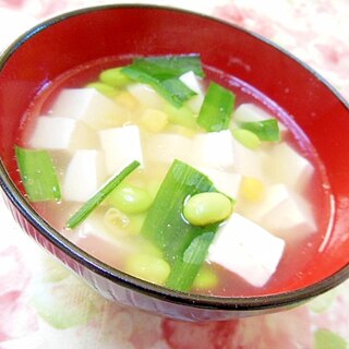 昆布出汁de❤豆腐と彩り野菜のとろみスープ❤